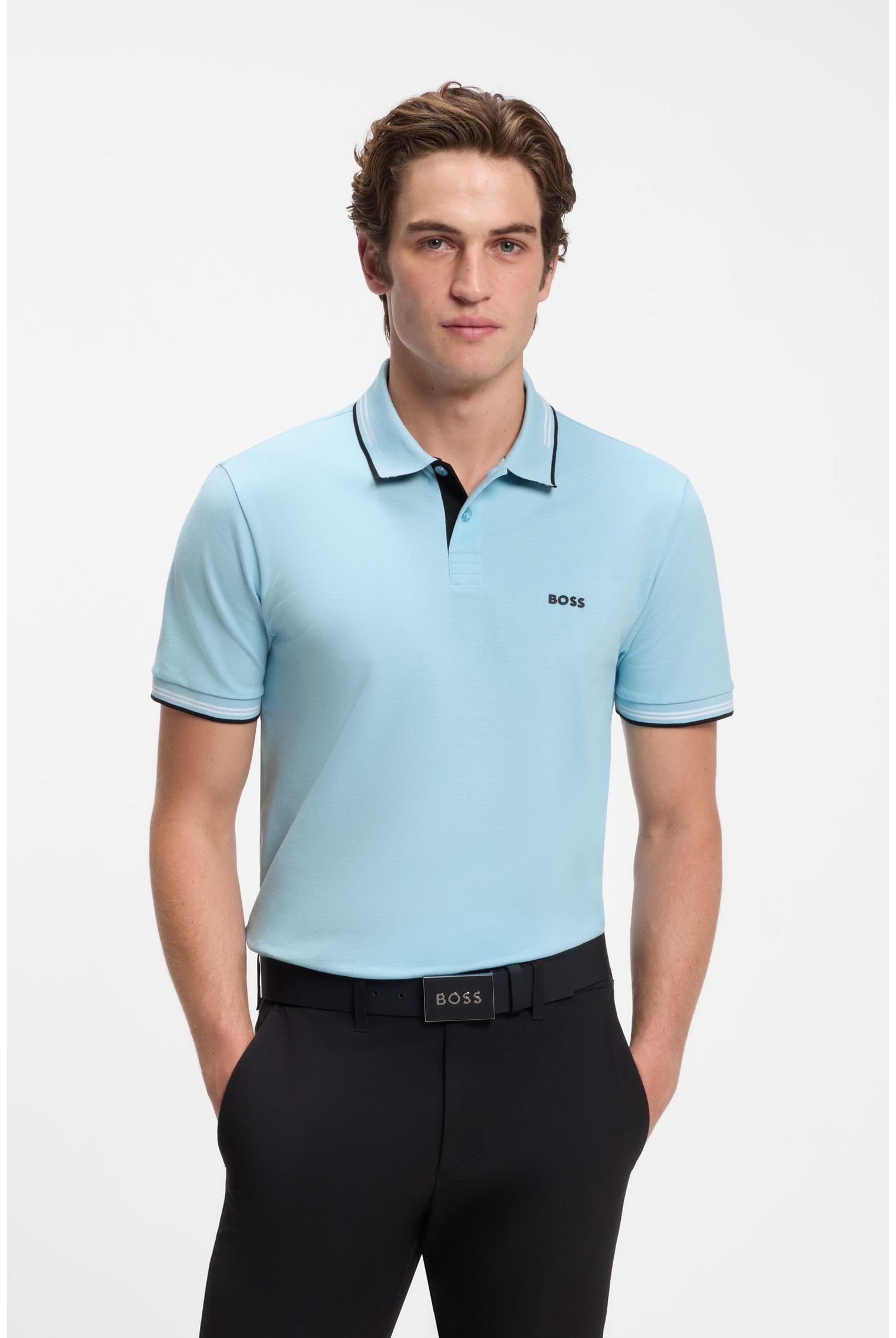 BOSS Hommes Paul Polo Slim en Coton Stretch logoté