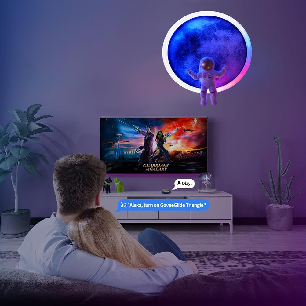AoLa LED Mond Wandleuchte RGB Dimmbar mit Fernbedienung und App Steuerung Moonshinelampe lnnen Astronaut Wandlampe Rund Zimmer Dekorationlampe Nachtlicht Musik Synchronisation Stimmungsvolle,40CM