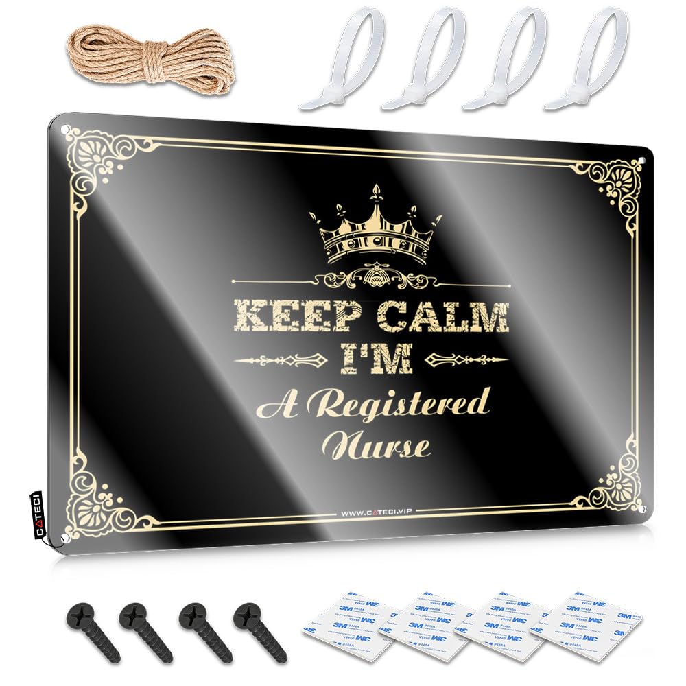 Mens Decor Premises Cool Wall Art - Keep Calm I'm A Registered Nurse Waterproof Rustic Wall Hanging(30X40CM)