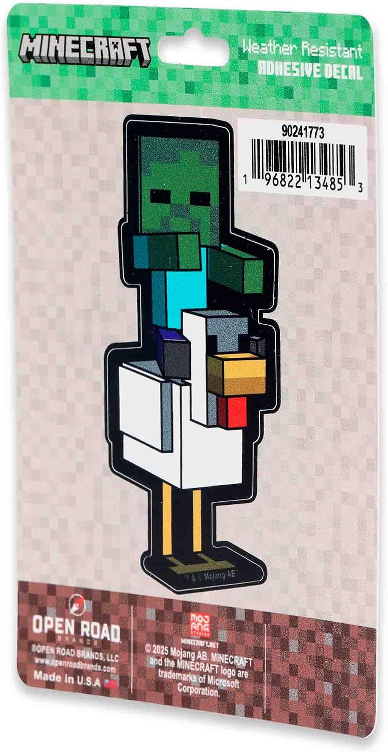 Minecraft Zombie Chicken Jockey Adhesive Vinyl Decal image 2