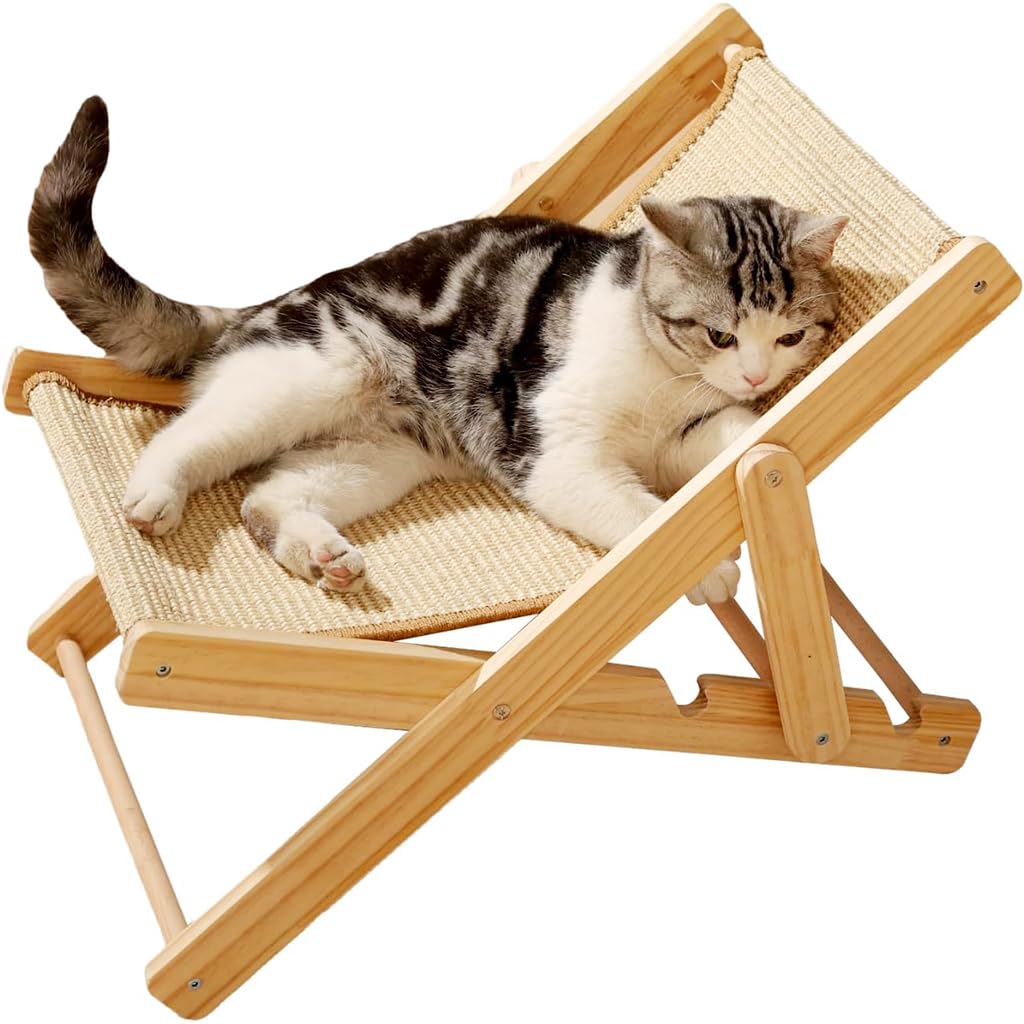 Qpets® Brown Cat Scratcher Bed, Cat Scratcher with Adjustable Height, Sisal Hemp Wooden Cat Chair Ideal for Feline Relaxation and Furniture Protection - 23.6 x 15.7 x 3.9 Inches-image-35