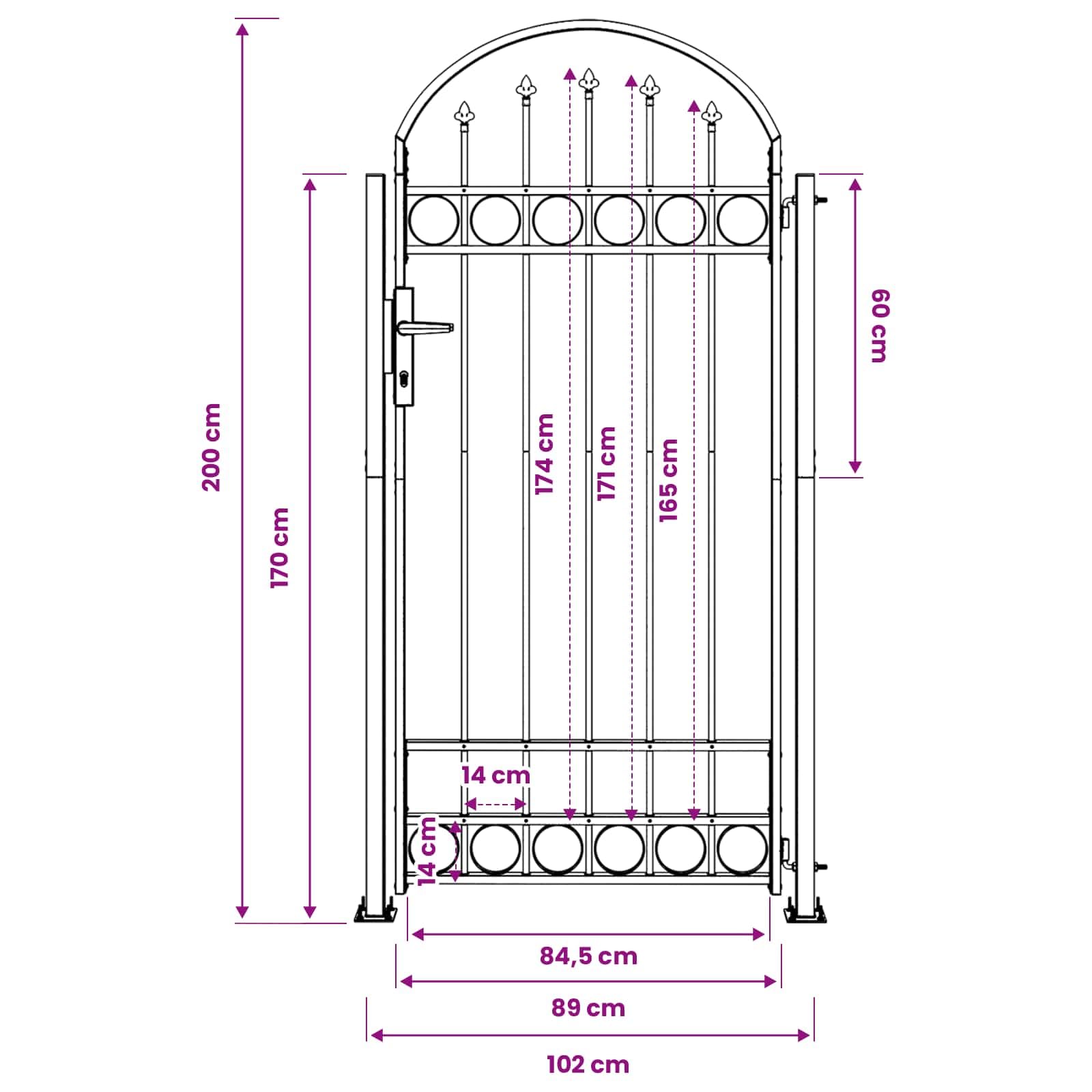 vidaXL Palo della recinzione ASSEN 200 x 88 x 14 cm Acciaio Grigio, Recinzione per Giardino e Terrazzo, Pilastri in Acciaio, Design Moderno, Soluzione Sicura per Esterni
