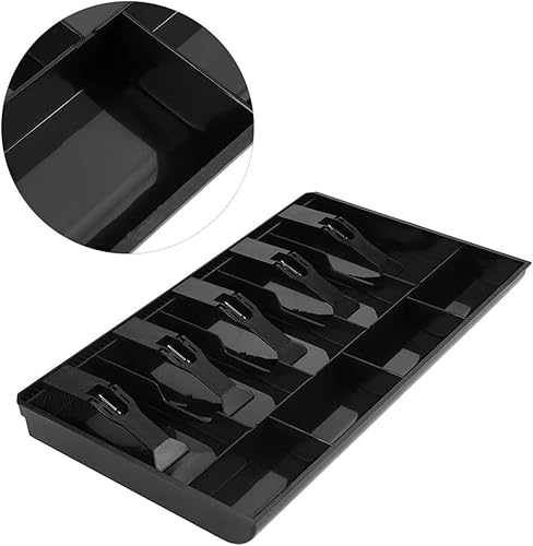 Miniatura 3 de Bandeja de inserción de cajón de caja registradora, caja de dinero de plástico para 5 billetes y 4 monedas, compartimentos, caja de almacenamiento