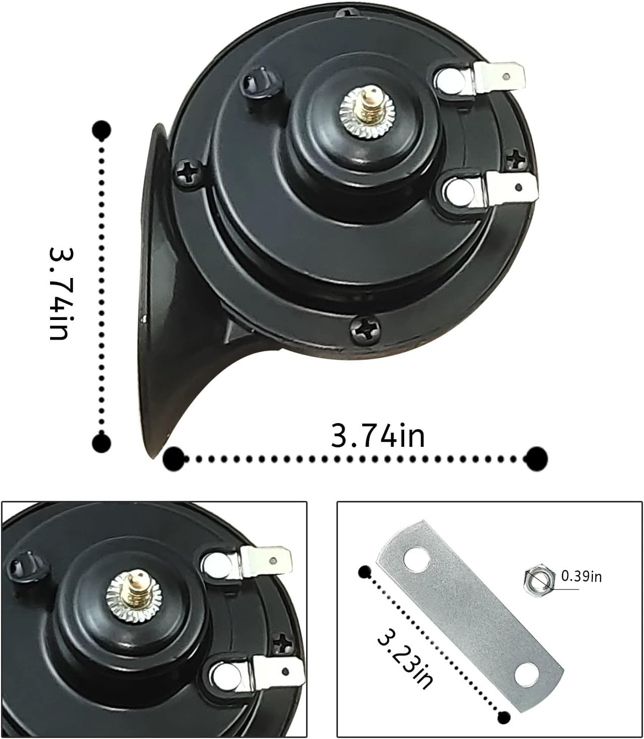 Ultra Loud Car Horn, 12V, Waterproof Electric Snail Horn Kit | Universal Air Horn Replacement, For Cars Trucks Motorcycles Marine, Automotive Accessories