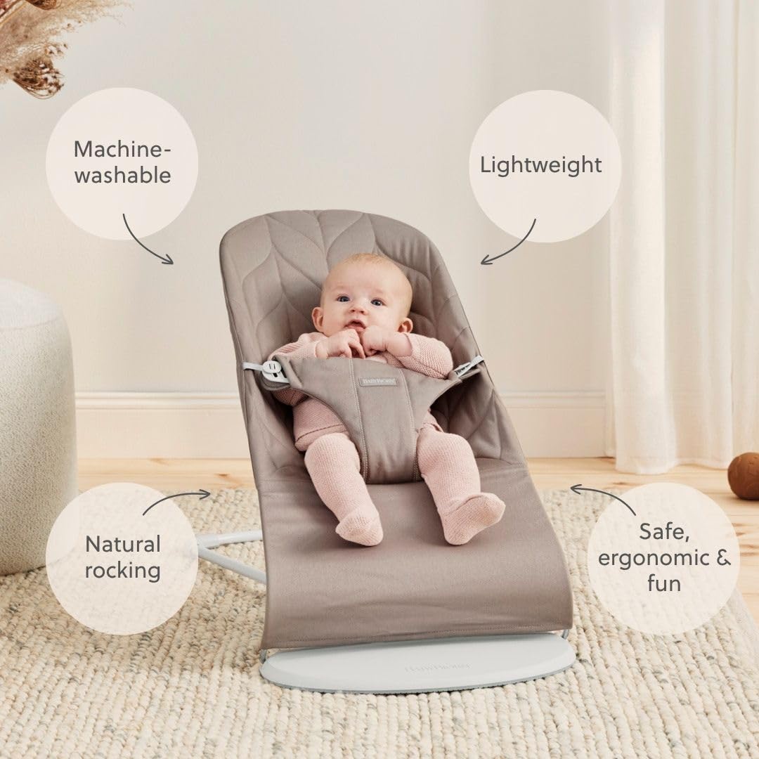 BabyBjörn Transat Bliss, Tissé, Matelassage pétale, Gris sable