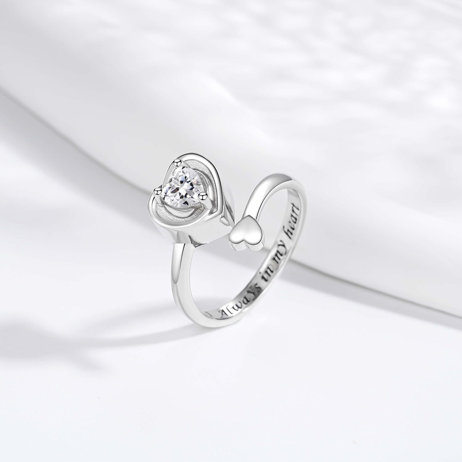 925 Sterling Silver Heart Urn Rings for Ashes for Women Adjustable Cremation Urn Ring for Ashes Keepsake Memorial Jewelry - Image 3