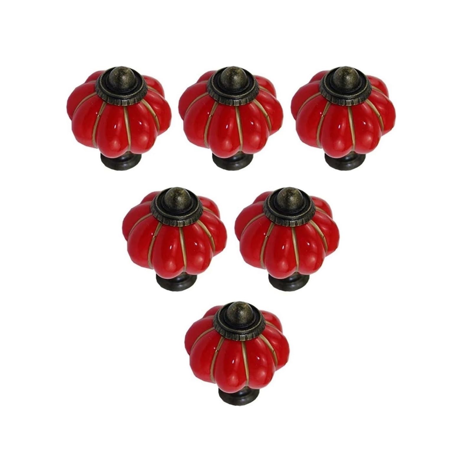 Opeximatun Ceramic Drawer Knobs, 6 pcs Ceramic Children's Room Drawer Knobs Single Hole(Red)