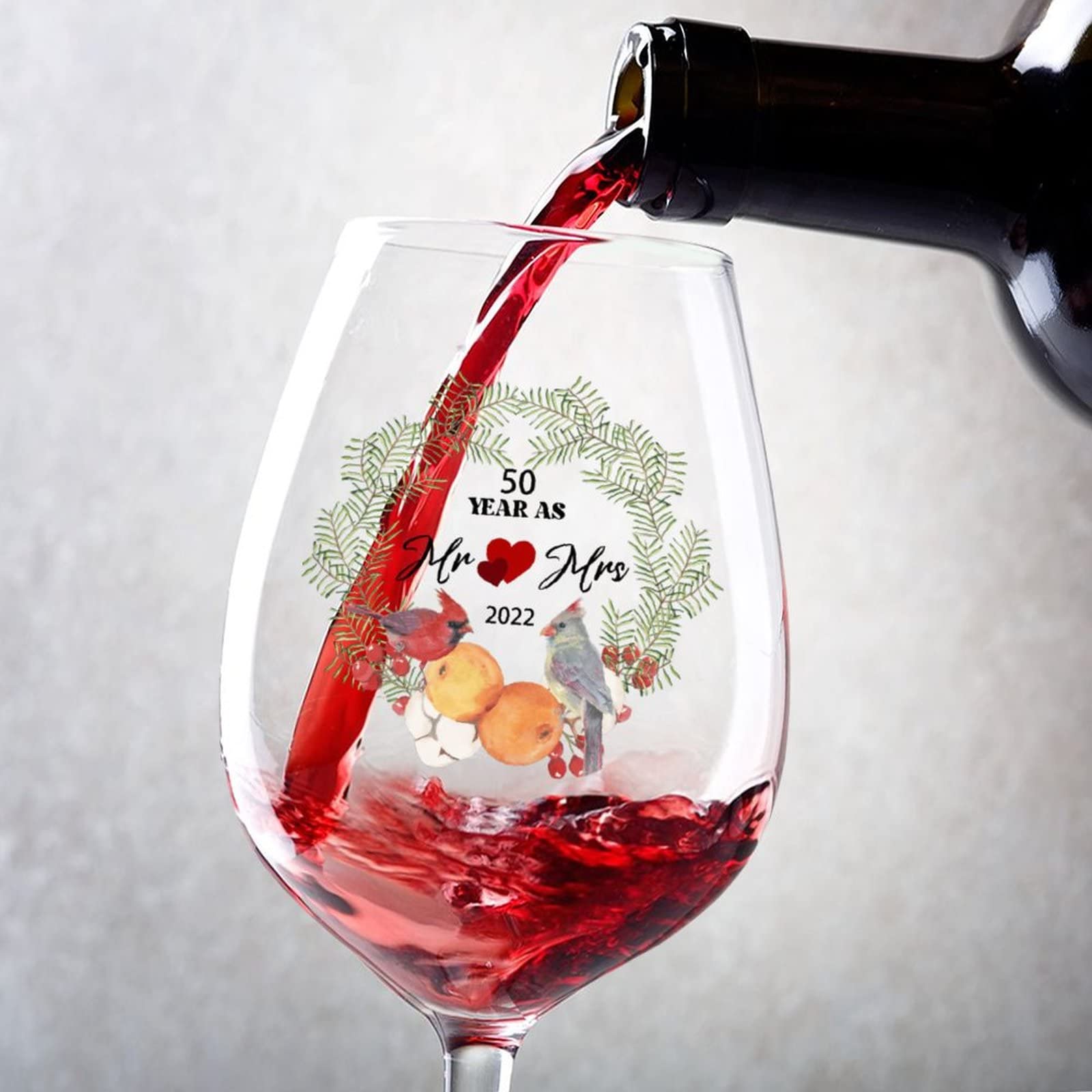 Verres à vin pour marié et mariés lot de 2 personnalisés de 500 ml pour toasts