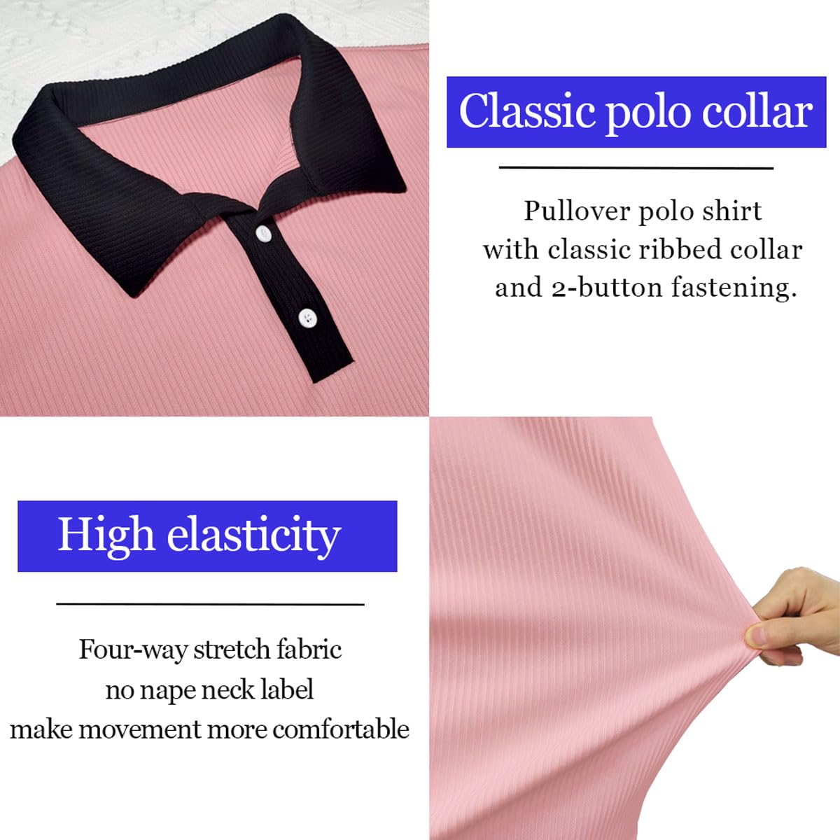 Lehmanlin Polo de Manga Larga y Corta para Hombre Camiseta Hombre Slim Fit Casual Color sólido elásticas Camiseta básica de Golf
