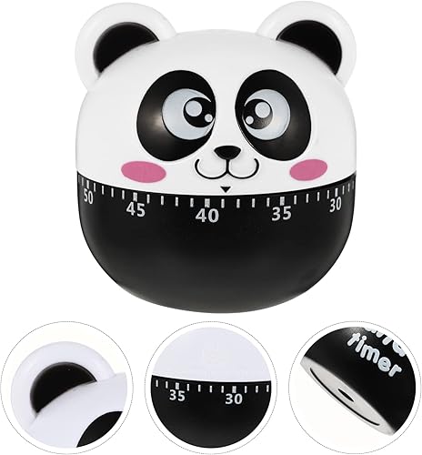 Miniatura 7 de Hemoton Panda - Temporizador mecánico de cocina, temporizador mecánico de panda, temporizador de panda lindo para cuenta regresiva manual de 60