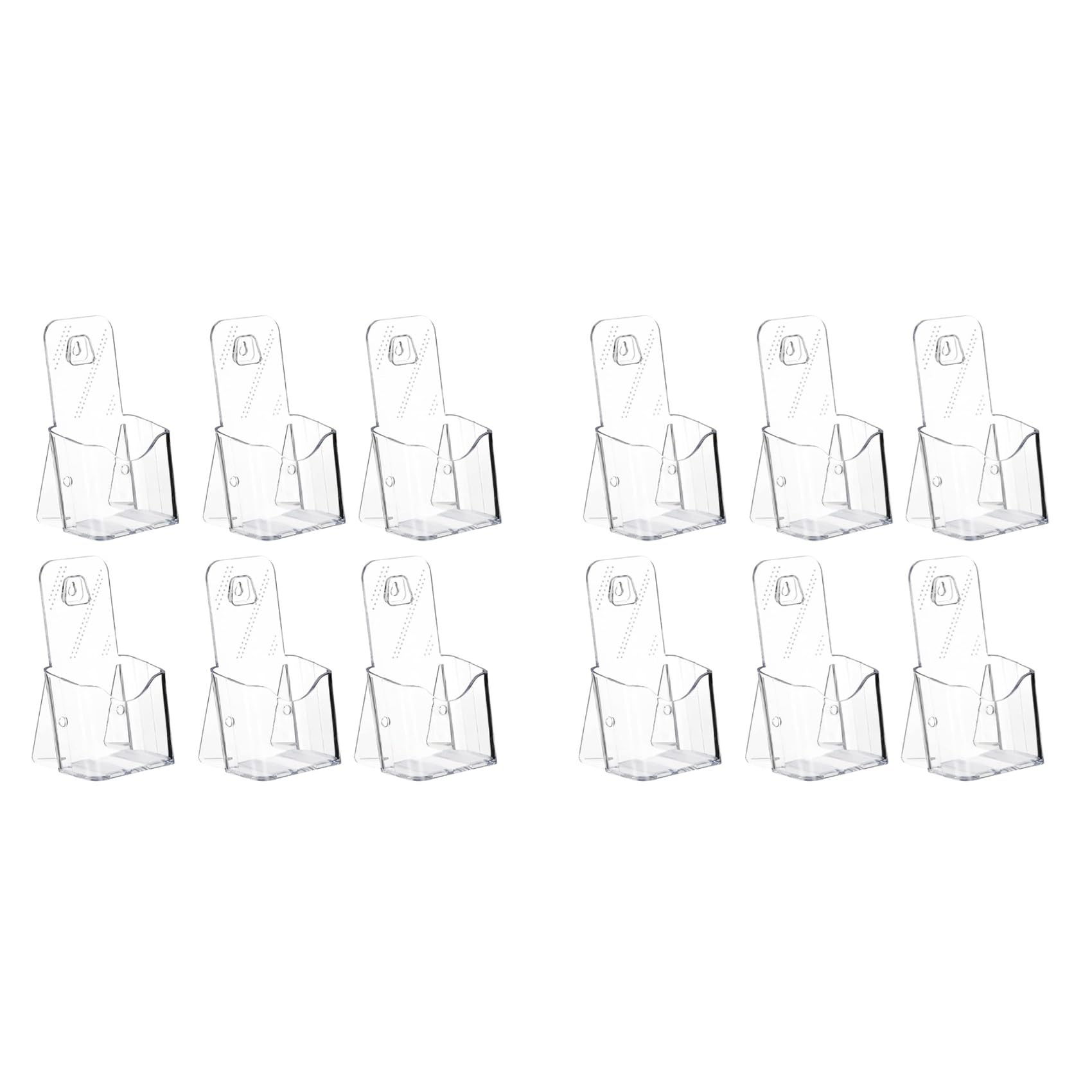 Hndhbfgrt Acrylic Brochure Holder, 12 Pack Trifold 4 Inches Wide Pamphlet Holder Wall Mount/Countertop Organizer for Display Flyer