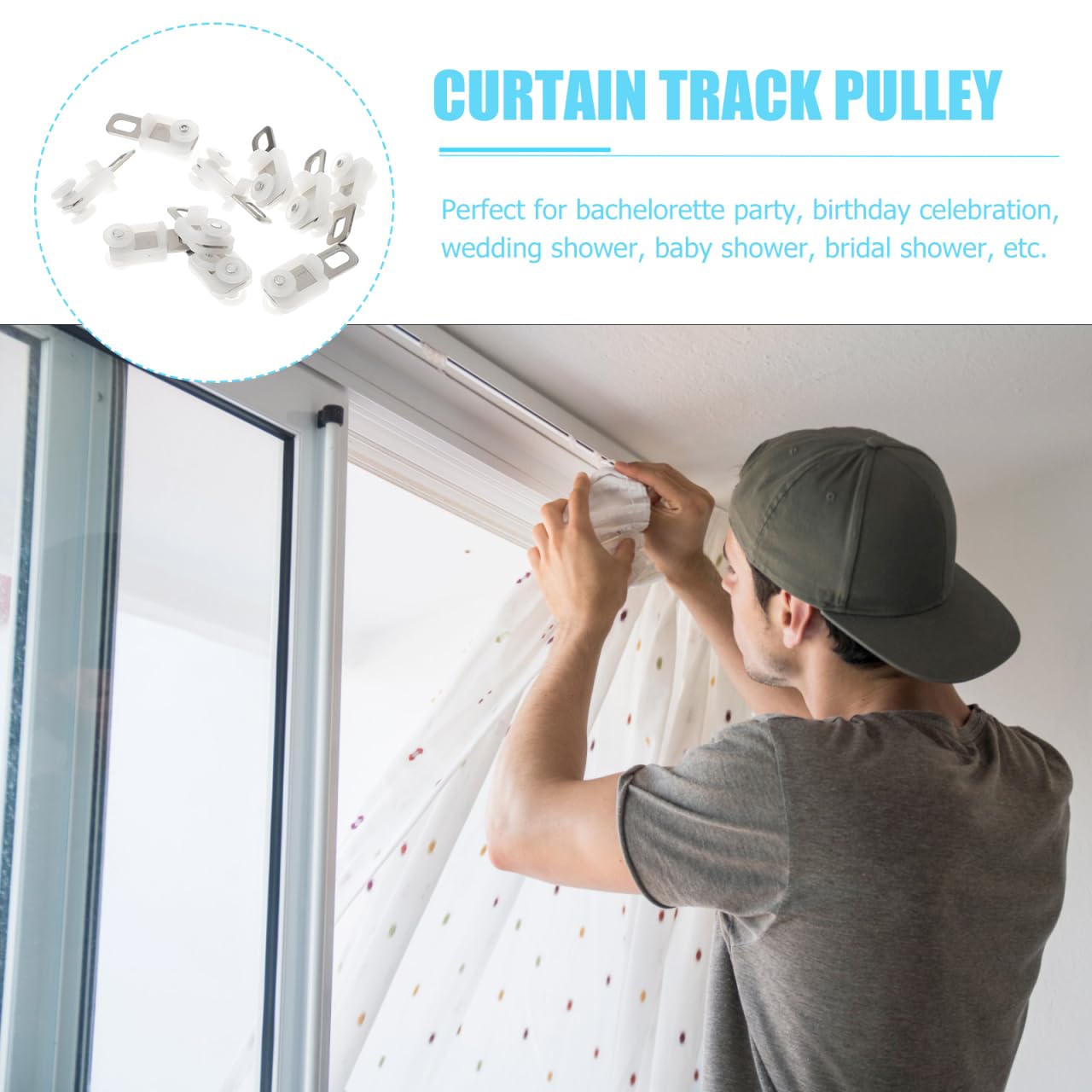 Lot De 30 Rouleaux De Rail Pour Rideaux - Crochets à Roulettes En Plastique Et Acier - Pour Tringles L Ou Plafond, Déplacement Silencieux