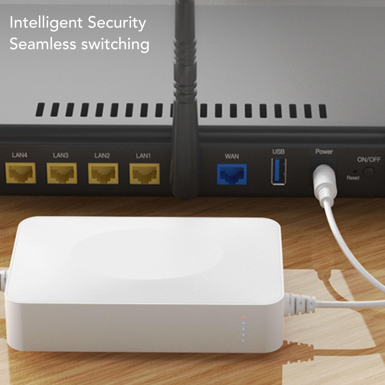 YWBL-WH Mini DC UPS UPS 9000 MAh Copia de Seguridad Fuente de Alimentación de Respaldo No Interrumpir para el Enrutador de Cámara DC 9V 2A, Fuente de Alimentación Portátil para Viajes en el Hogar