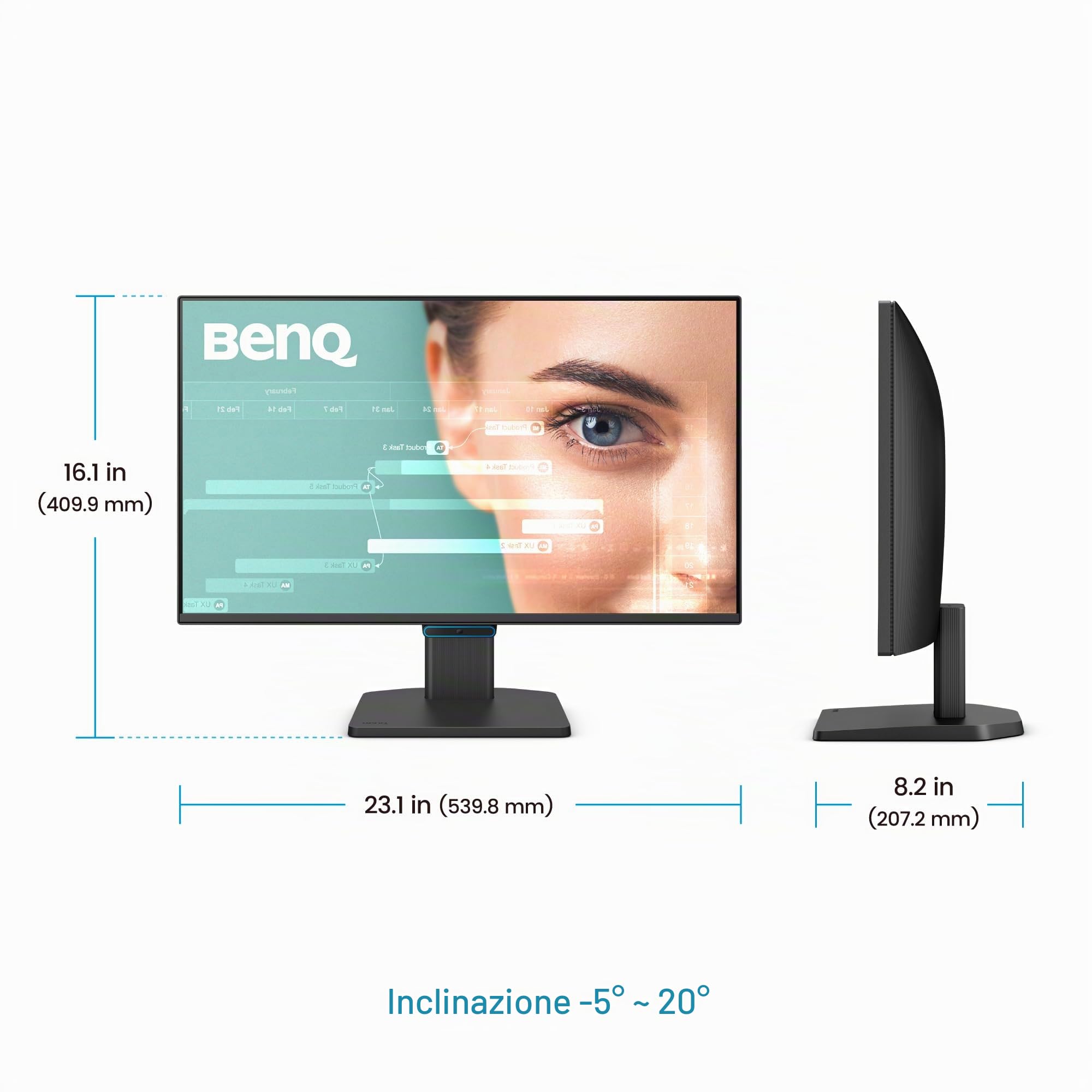 BenQ GW2490C 23,8" 1080p FHD 144Hz IPS Eye-Care Monitor casa-ufficio, USB-C, 1080x1920, Ottimizzatore Visivo, Senza Sfarfallio, Luce Blu Bassa, Cornice Ultra Sottile, Certificato TÜV, Eye-CareU