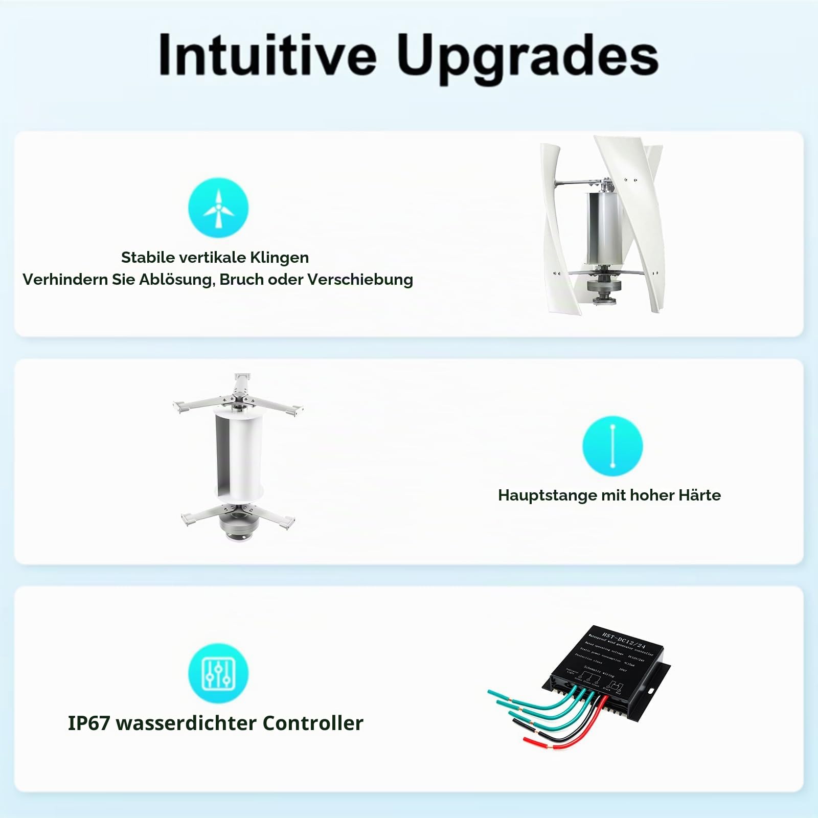 10000W Kein Lärm Vertikale Windkraftanlage, 12V 24V 48V Off-Grid Power 3 Blade Windgeneratoren Für Den Zuhausgebrauch Mit MPPT Controller Für Zuhause, Camping & Straßenbeleuchtung