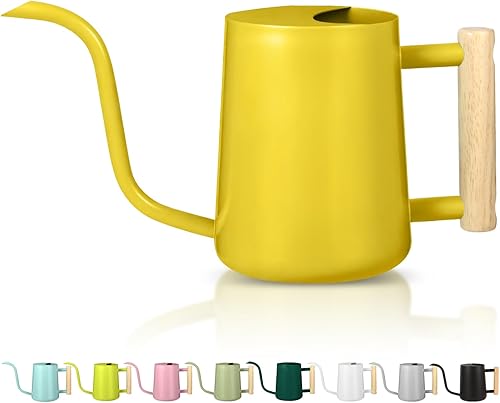 Miniatura 17 de Regadera para plantas, regadera de metal de 35 onzas, de acero inoxidable para plantas de interior con pico curvo largo, pequeño bonsái, jardín al