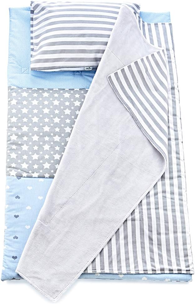 Babyjem Super Soft Toddler Nap Mat Includes Pillow, Mat and Blanket, Nap Mat Modern Kids Nap Mat Lightweight for Toddlers(Blue)