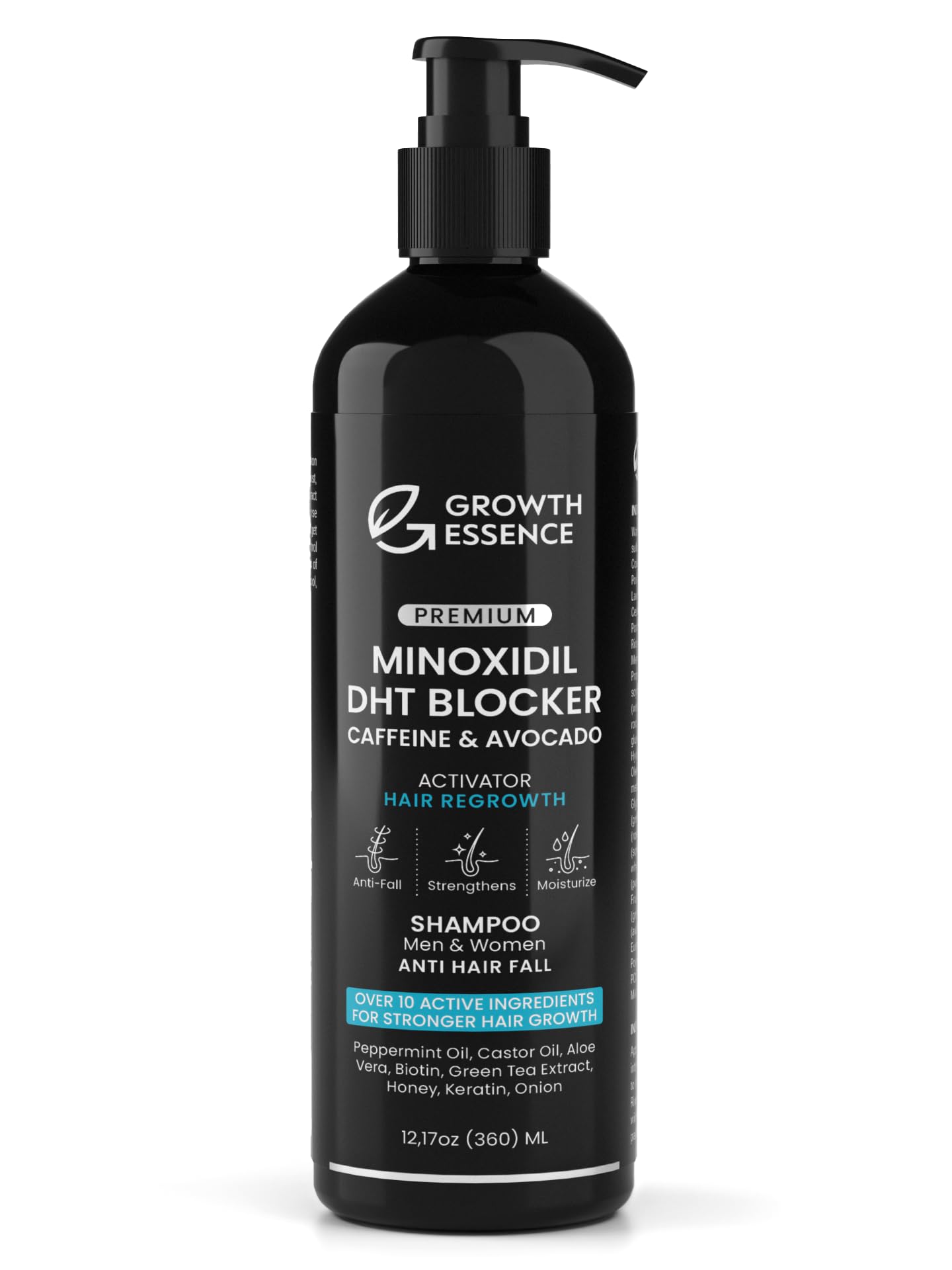 Minoxidil & Biotin Shampoo for Hair Growth - Enriched with Caffeine, Castor Oil & Onion - DHT Blocker for Thicker, Healthier Hair - Strengthening Formula for Men & Women