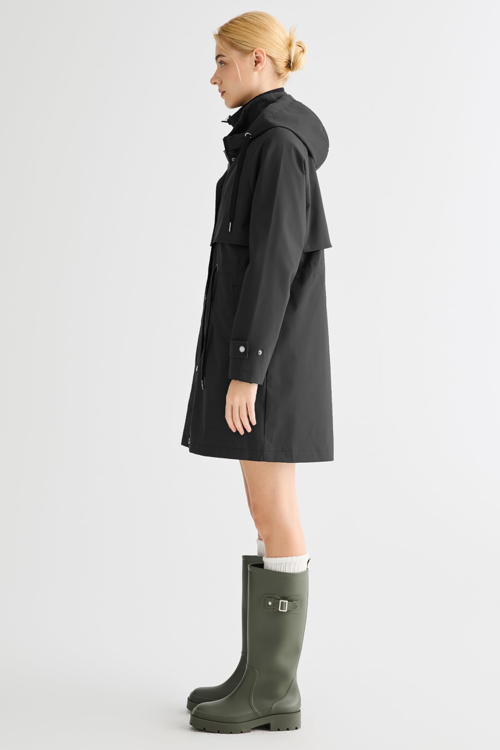 Orolay Femme Manteau Léger à Capuche Veste Imperméable et Coupe-vent D'extérieur
