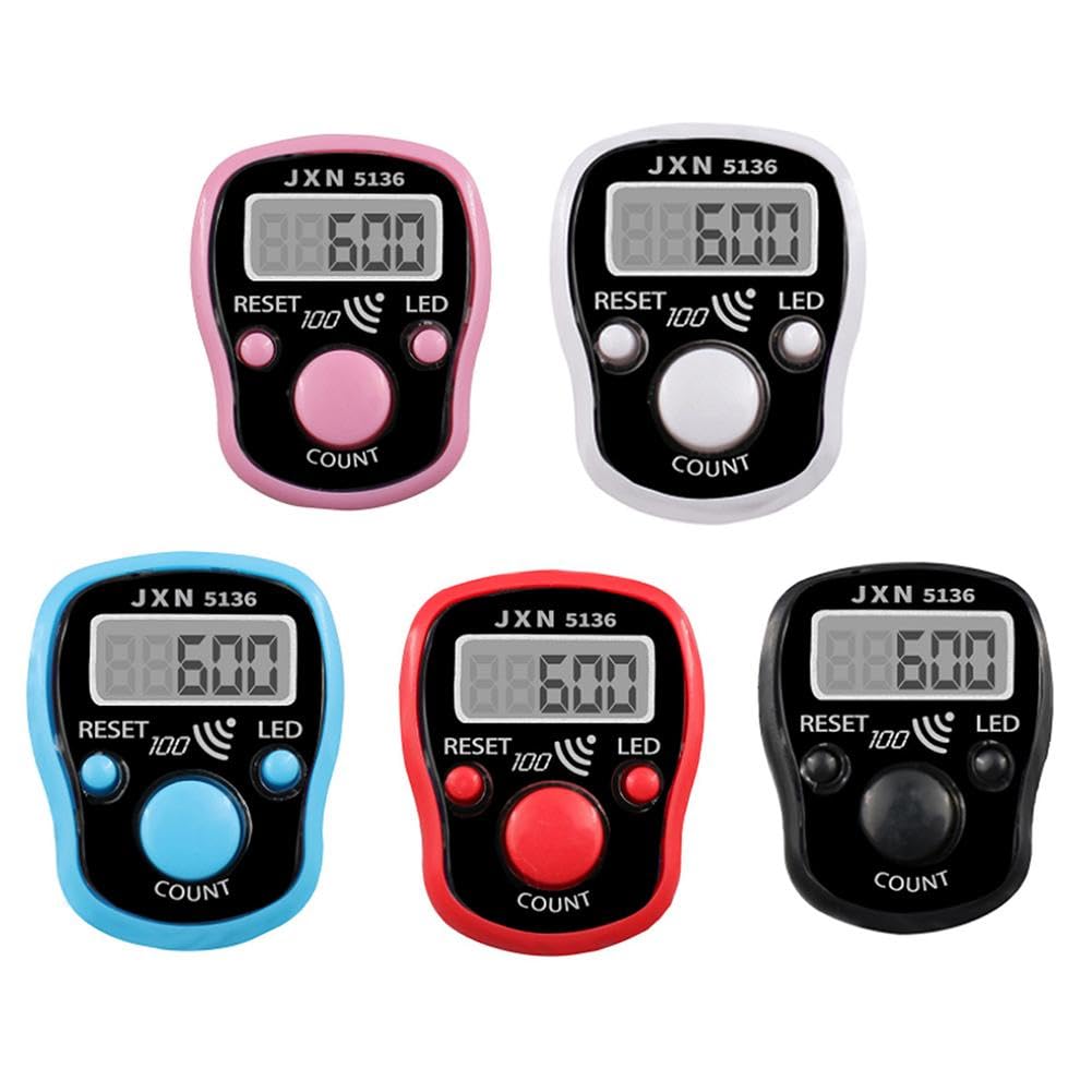 Tkerinse Mix Electronic Finger Counter, Led Digital Electronic Tally Counter, Digit Display Tasbeeh Tasbih Hand Tally Counter Counting For Knitting Crochet Lap Golf Muslims Pray Counting