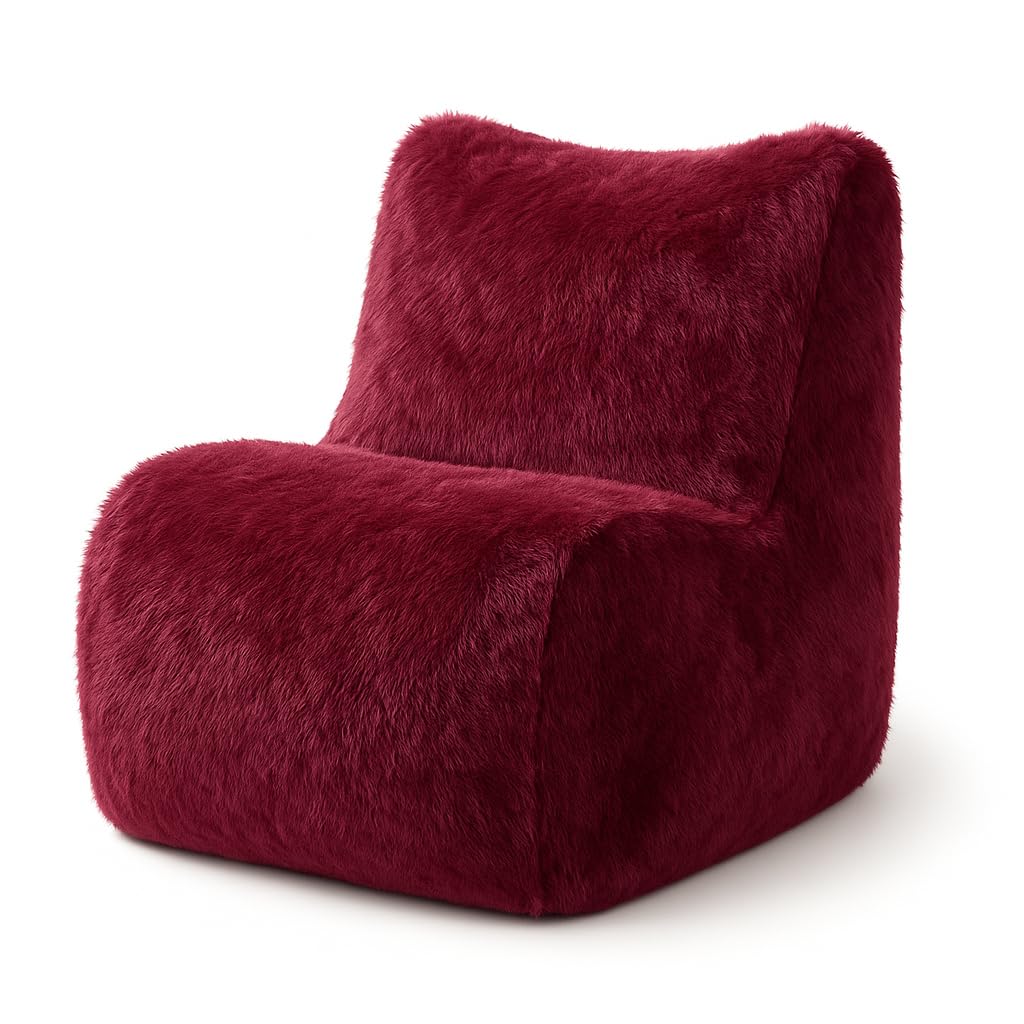 Mollismoons Luxury Fur Bean Bag Chair for Kids (XL, Ages 3–10) – Super Cozy Kids Room Chair, Machine-Washable Cover, Jakkard Anti-Slip Bottom (Luxury Maroon)-image-38