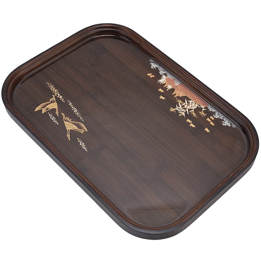 Bandeja para Servir té, Estilo Kungfu clásico, portátil, con Ranuras, Ideal para el hogar y la Oficina (marrón, 30 x 30 x 2,5 cm)