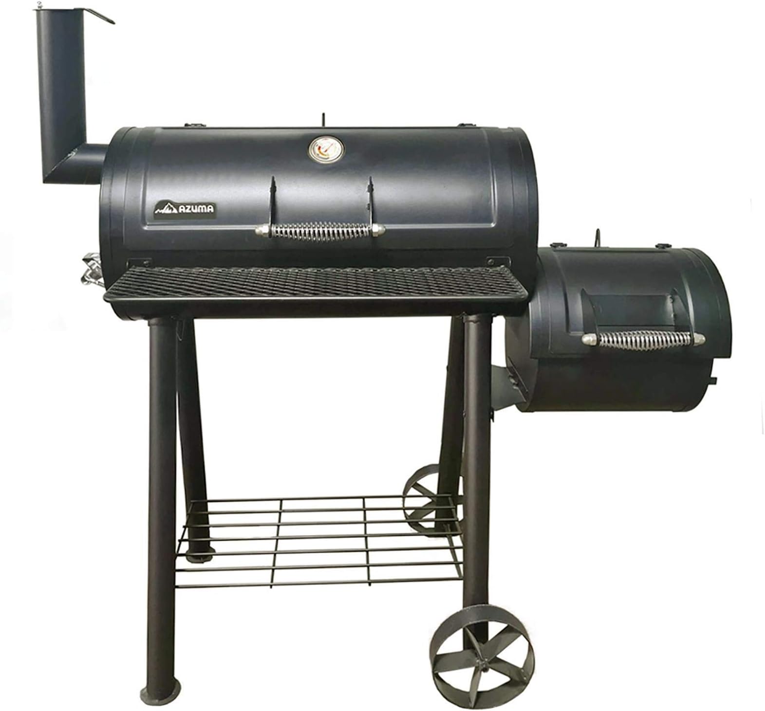 Azuma Bandit Barrel BBQ Charcoal Grill Wood Smoker Firebox Black Steel Barbecue, XS6603
