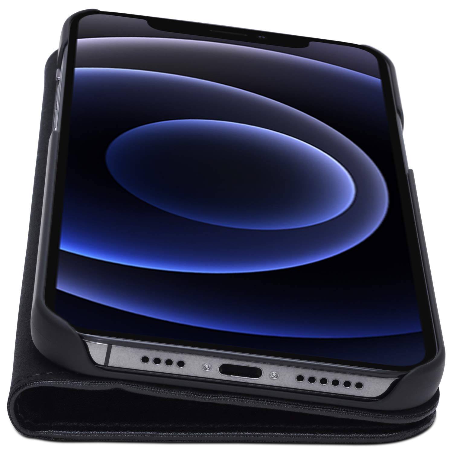 Custodia Portafoglio In Pelle Per IPhone 12 Pro Max – HAOBOBRO, Con Slot Per 2 Carte, Supporto Ricarica Wireless, Nero - 4