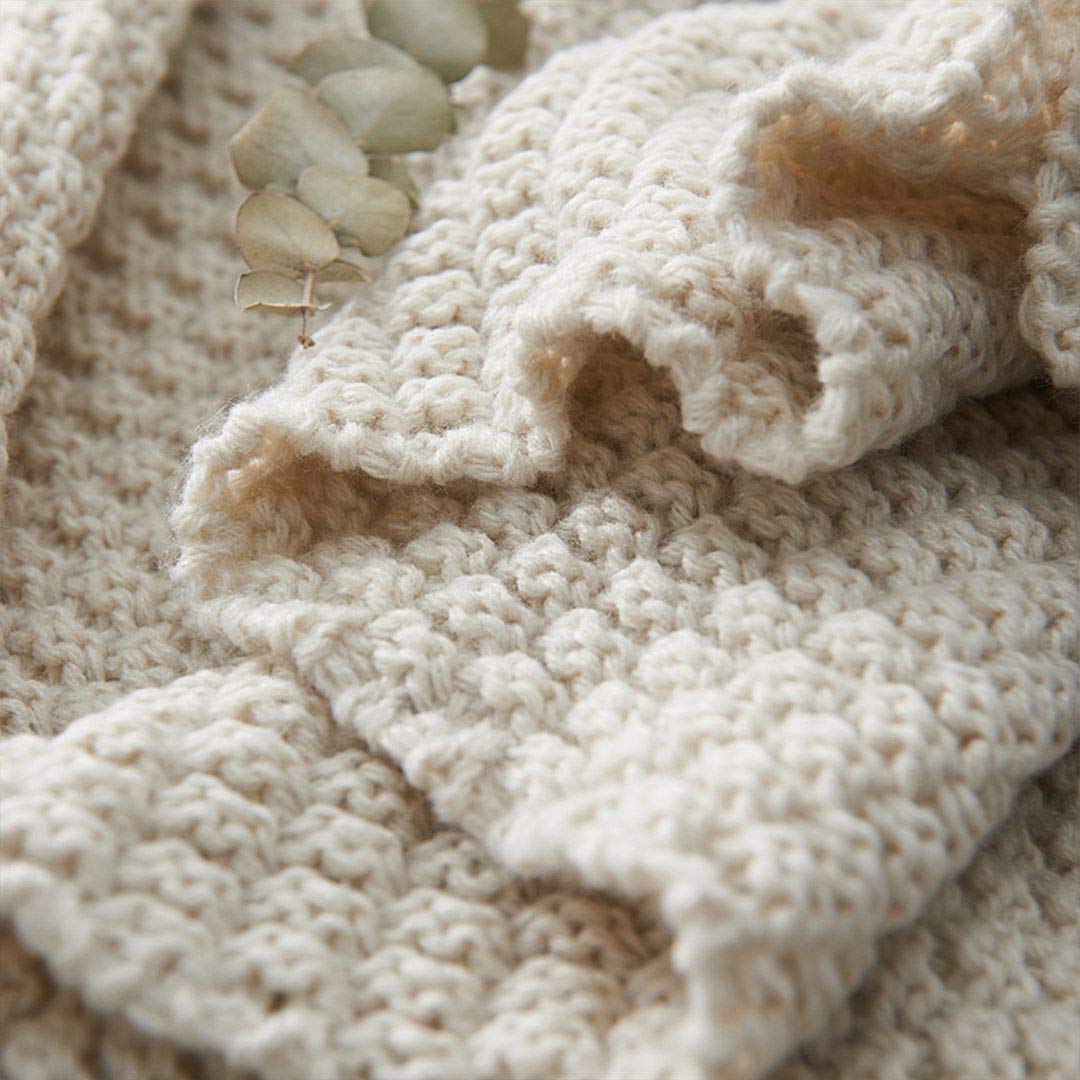AUSTINCIAGA Coperta in maglia plaid per divano Copriletto Coperta da letto nordico Calda Morbida con frange Fatta a mano Per spiaggia Tutte le stagioni Acrilico