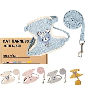 House Of Pets Cat Harness and Leash Set – Escape Proof and Adjustable – Lightweight and Soft Walking Harness for Cats – Perfect for Small Cats with Weight from 1.5 KG to 3 KG (Small, Blue)