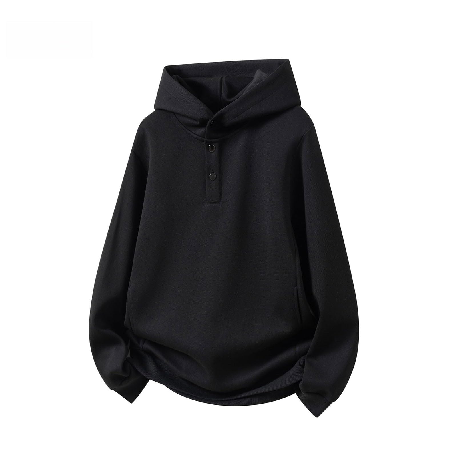 Sudadera para hombre con cuello Henley con capucha y medio botón
