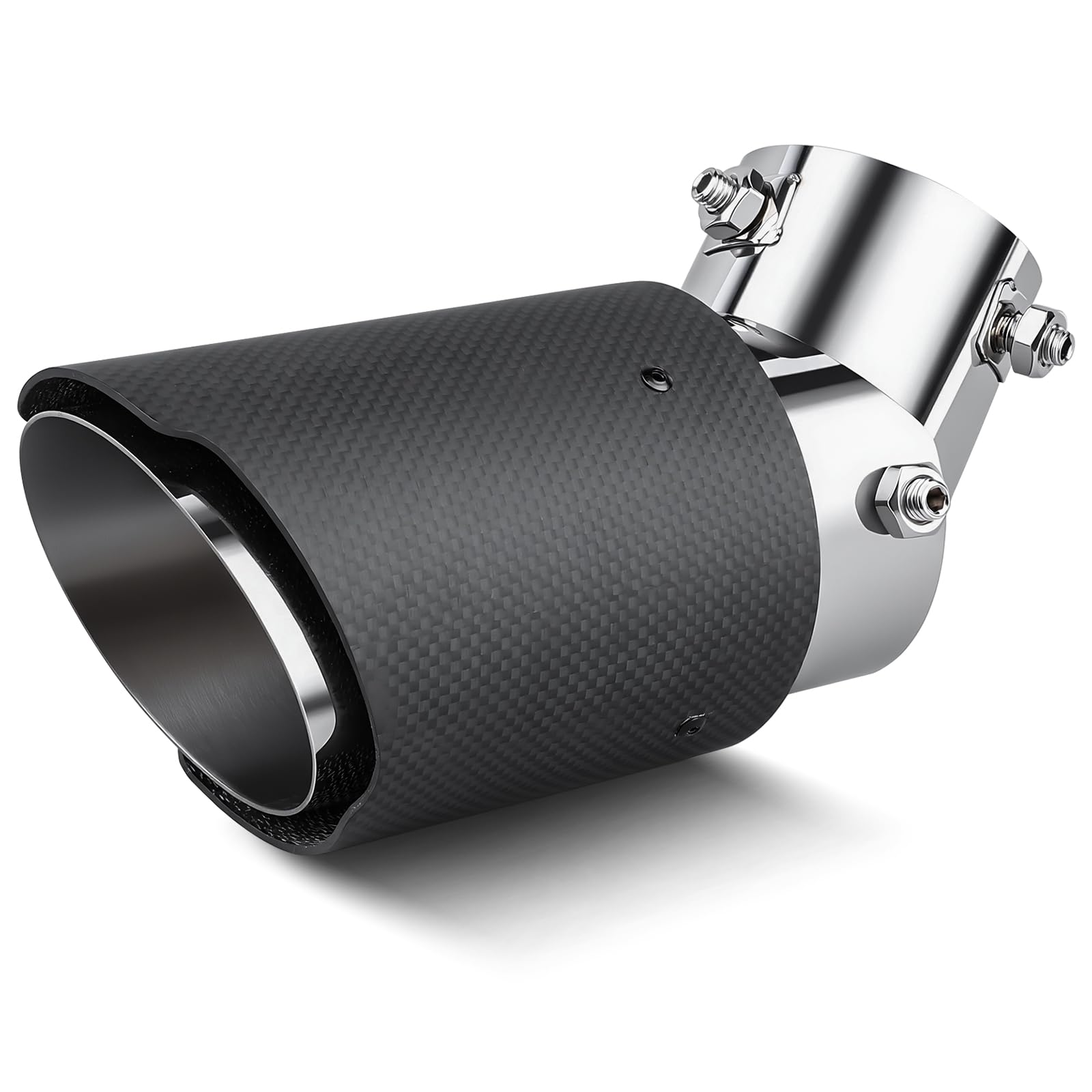 Tail Throat Flexible Exhaust Blue LED Carbon Fiber Universal Vehicles 1.5”-2.4” Adjustable Inlet Tailpipe