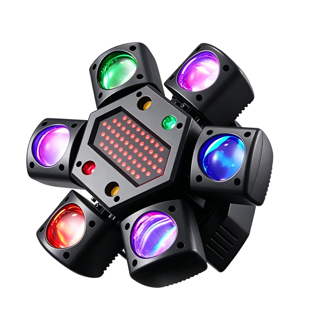 Discolicht Partylicht, HOVCEH DMX 512 Disco Licht mit Fernbedienung & Soundaktivierung, LED RGB Party Laser mit 540°-Drehung, Musikgesteuert DJ Disco Lichter für DJ Bar Hochzeit Geburtstag