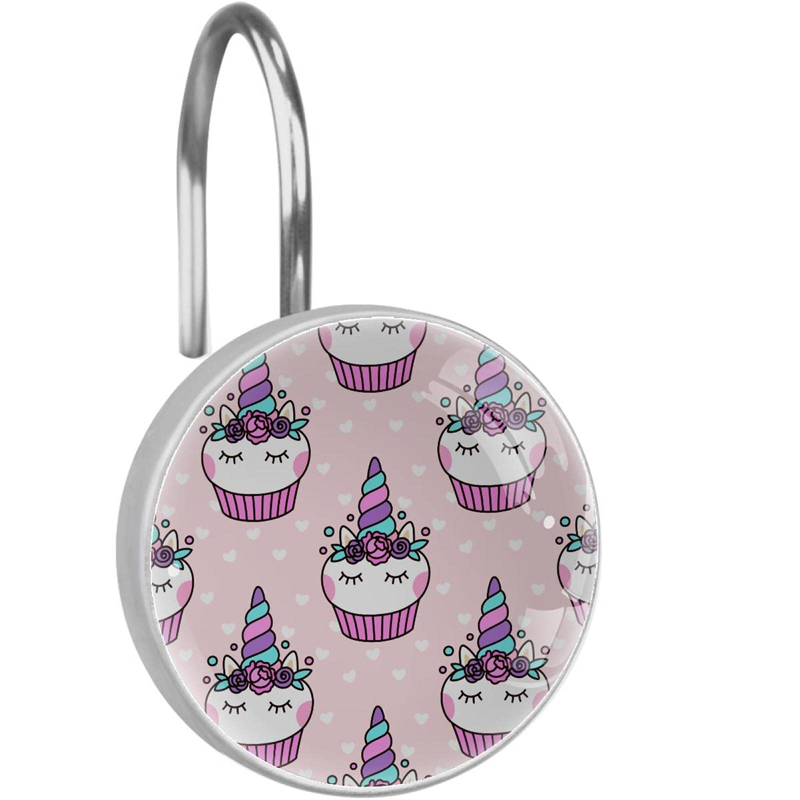 Accroche rideau de douche acier inoxydable licorne cupcake durable et robuste