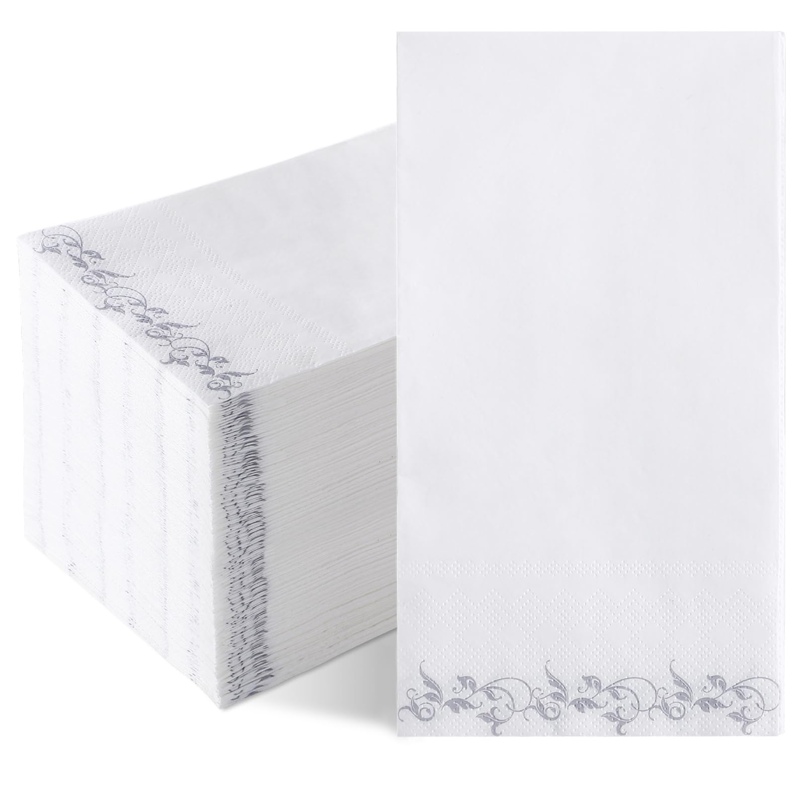 100 Pcs Disposable Hand Towels for Bathroom, Silver Disposable Napkins 2Ply Guest Hand Paper Towels for Decorative Elegant Dinner Hand Napkin For Home Kitchen Wedding Party Table Supplies Decor