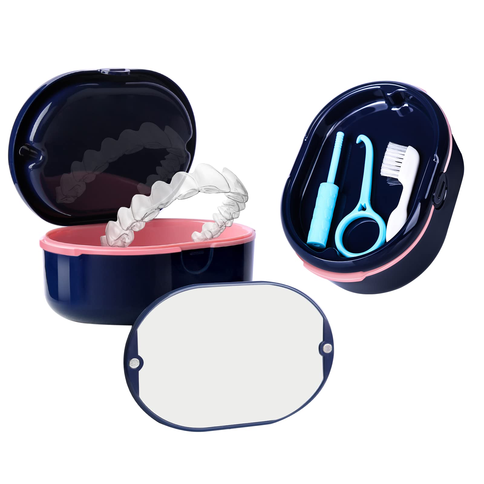 Double Layer Dry and Wet Separation Portable Retainer Case Kit, with