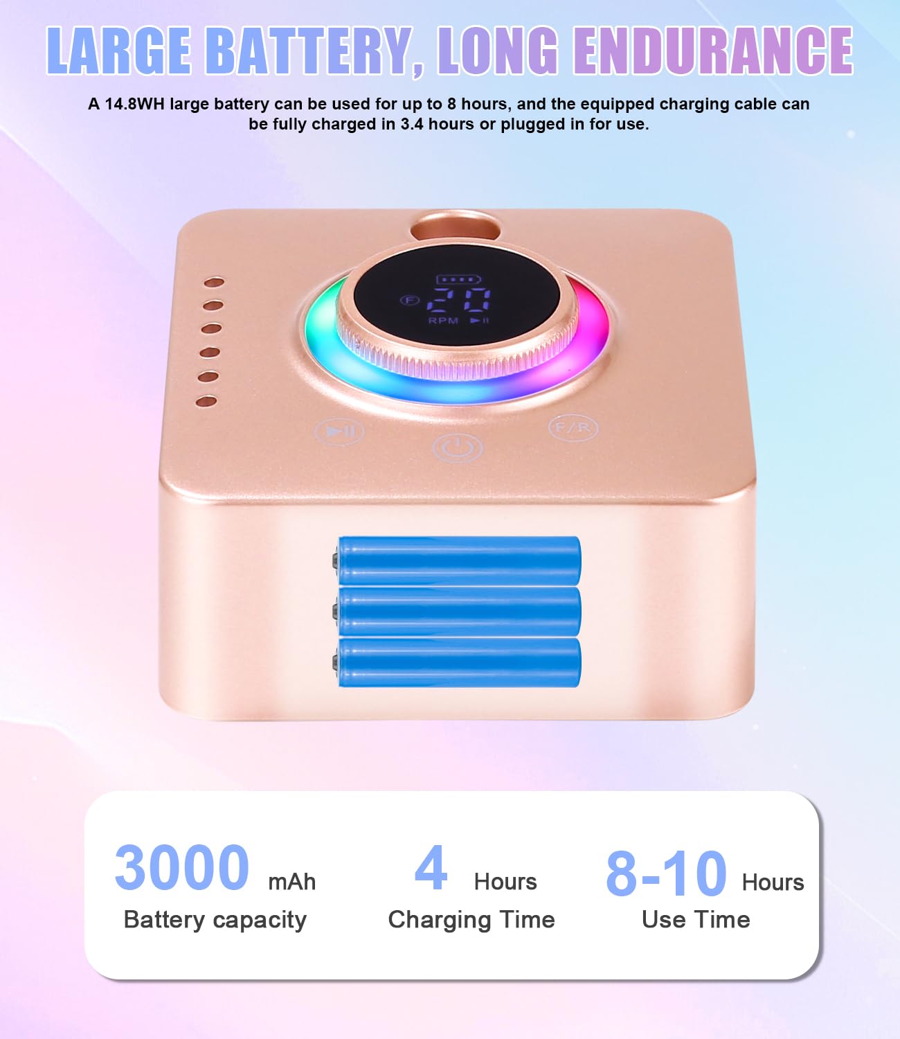 Torno para Uñas, 45,000RPM Profesional Lima Electrica Uñas, Velocidad Ajustable,Set de Accesorios para Manicura y Pedicura con Brocas de Cerámica,para Uso Doméstico Salones de Uñas