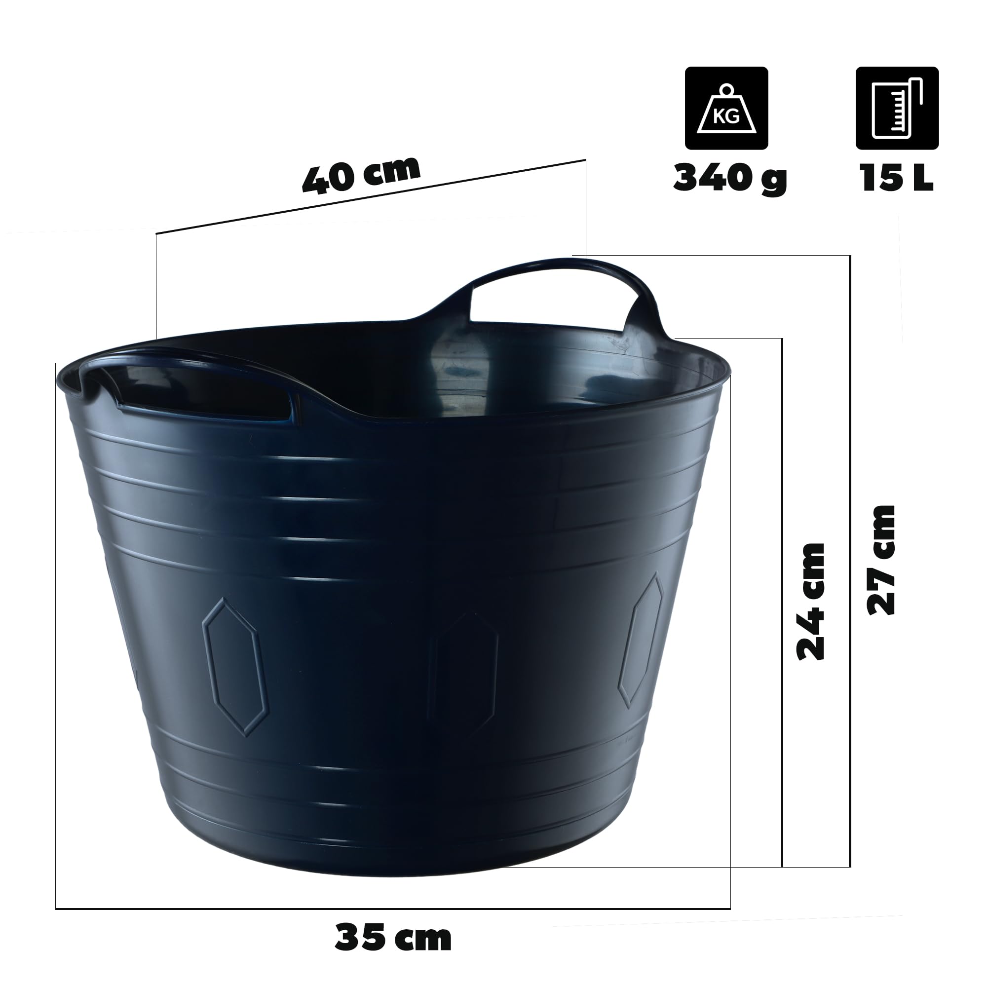 KADAX Panier Plastique Flexible 42L Avec Poignées - Panier à Linge, Jouets Ou Vêtements (Gris Clair)