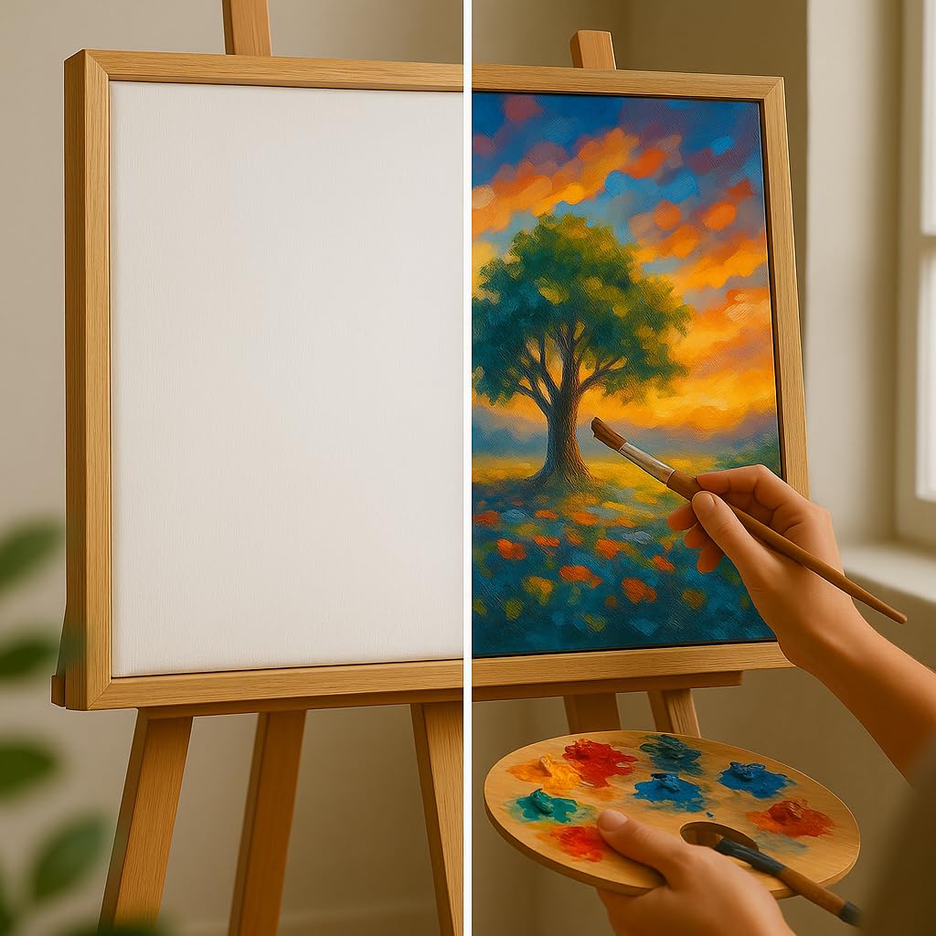 Tela para Pintura con Marco de Roble 120x150 cm – Algodón 70% 370gr sobre Bastidor de Madera con Marco, Ideal para Acrílico, Óleo y Técnicas Mixtas