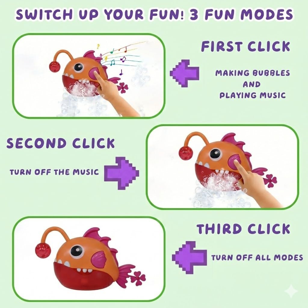 Baby Bath Toys for Toddlers, Light Up Fish Bubble Machine with 3 Dinosaur Water-Activated Toys, Shower Bathtub Toys for Kids Ages 3-8, Birthday Gift Easter for Boys Girls (Red)