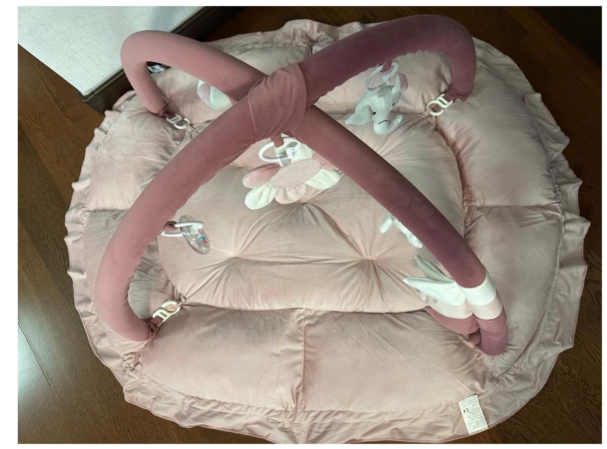 Tapis d'éveil Bébé Rembourré et Réversible 120x90x73 cm avec Jouets Sensoriels Rose