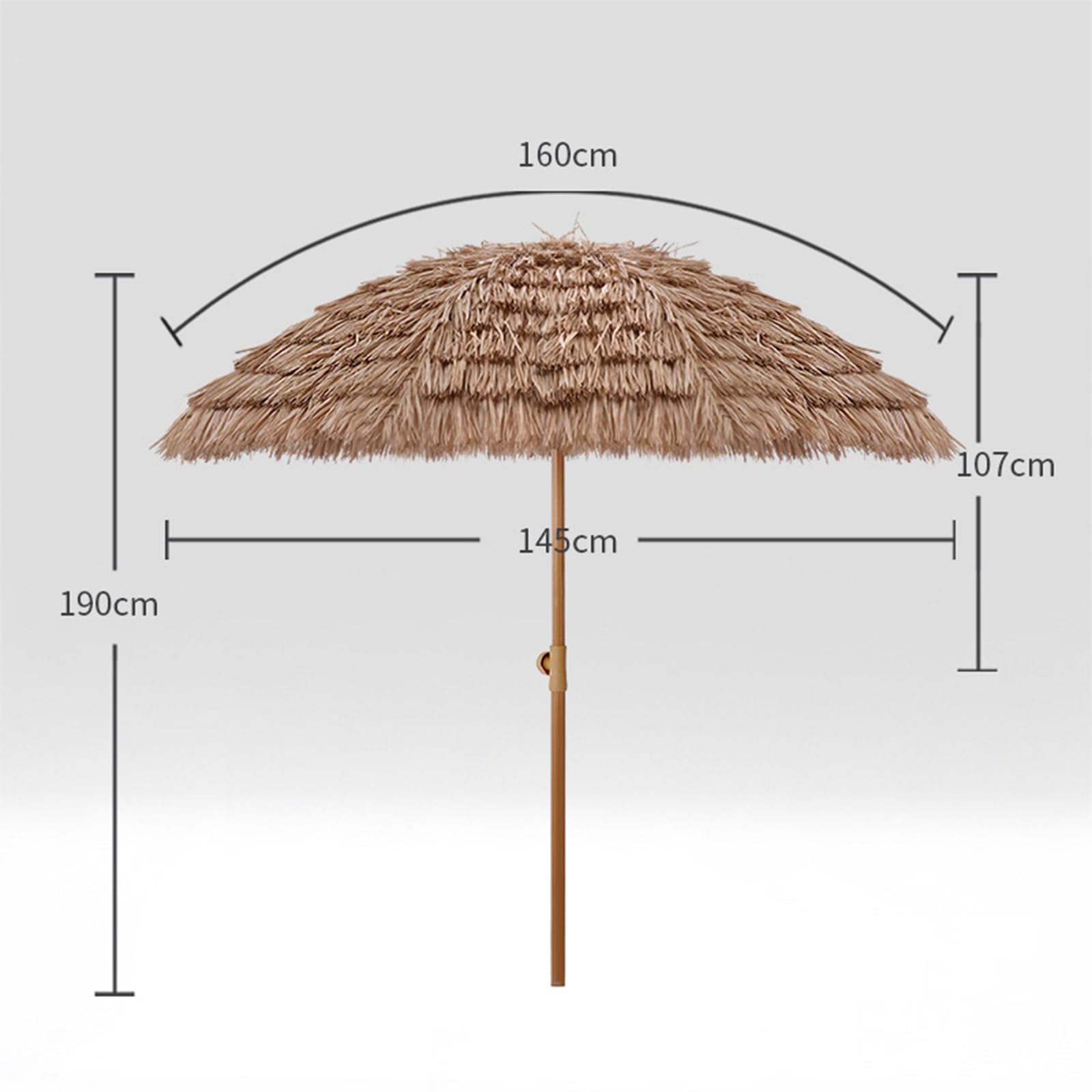 Tiki Parasol premium na zewnątrz strzechą słomka, 8 żeber, nachylenie, 2,4 m, na patio, plażę przy basenie