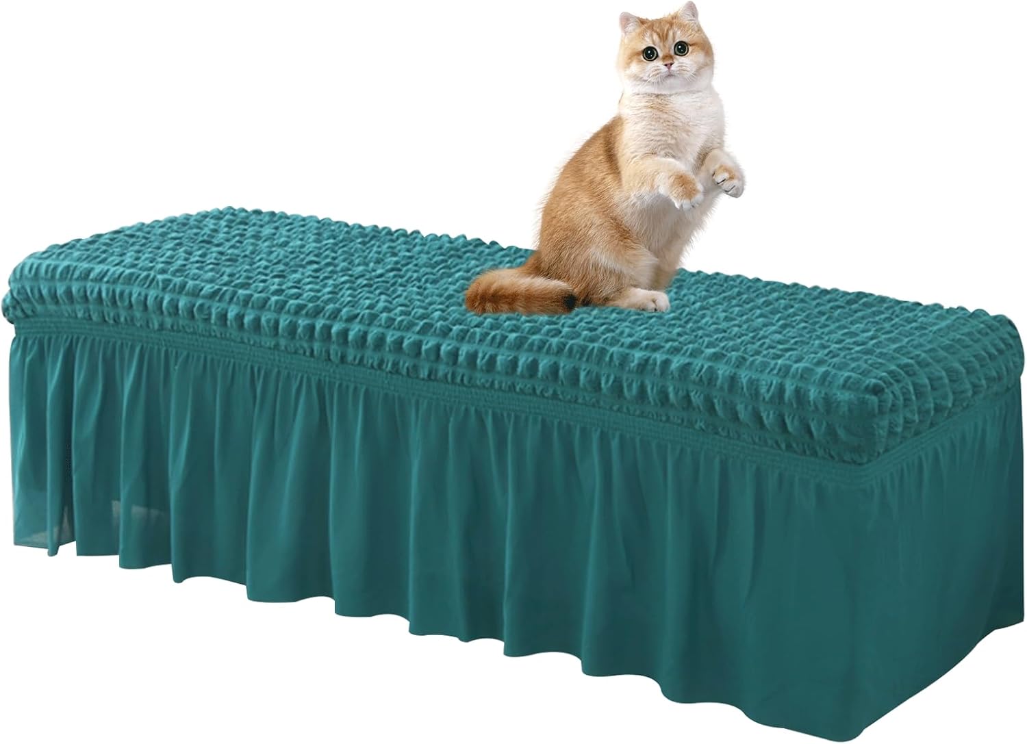 Dining Bench Cover 3D Seersucker Piano Bench Cushion Cover, Dining Chair Covers Bed Bench Furniture Protector