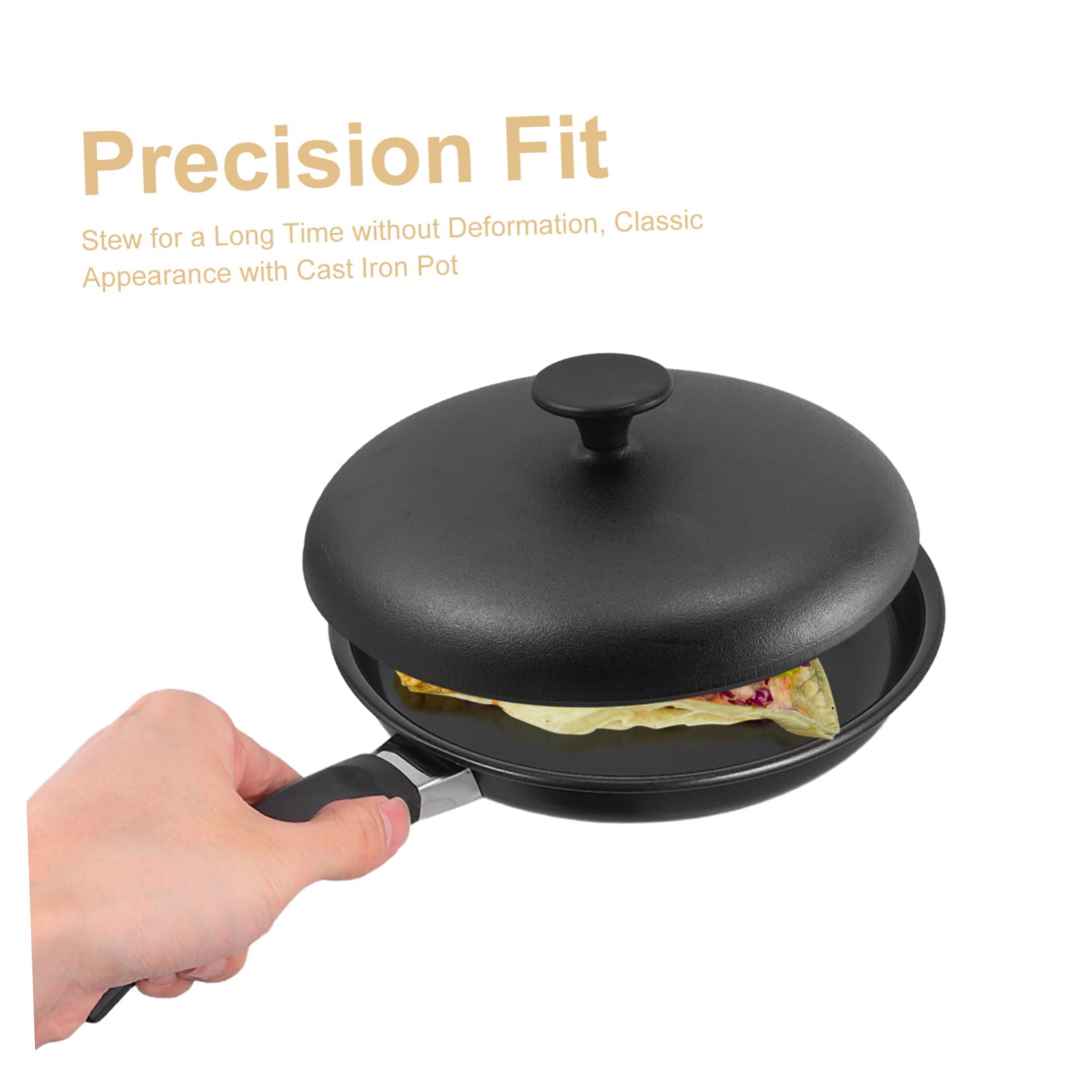 GALPADA Coperchio in Ghisa Copertura Multipurpose per Pentola da Cucina con Pomello Resistente, Facile da Pulire e Adatta per Casseruola e Forno in Ghisa Nero