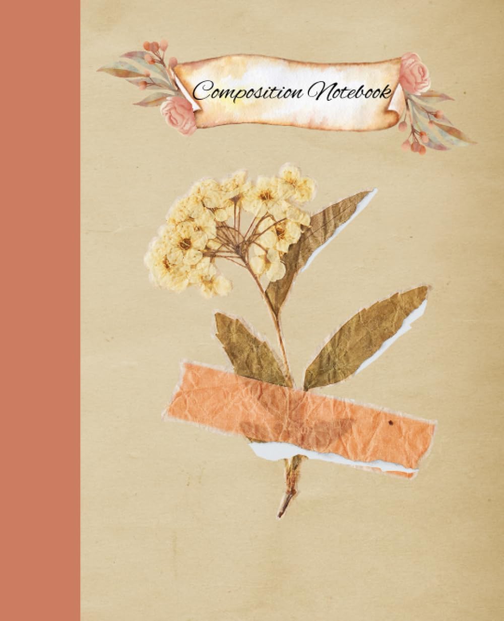 Composition Notebook: Cute Pretty Vintage Floral College Ruled Composition Journal Notebook for Women, Girls, 100 pages, 7.5" x 9.25"