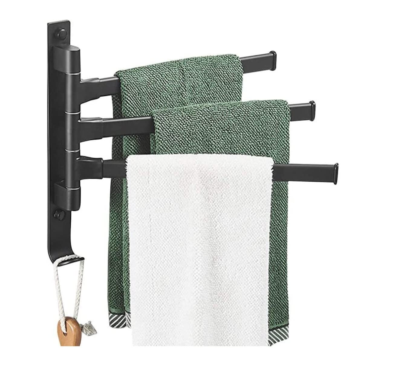 Towel Rack Rail Folding Swivel Bar Space Aluminum Wall Mounted Swing Bath Bathroom Kitchen Holder(3Bar)