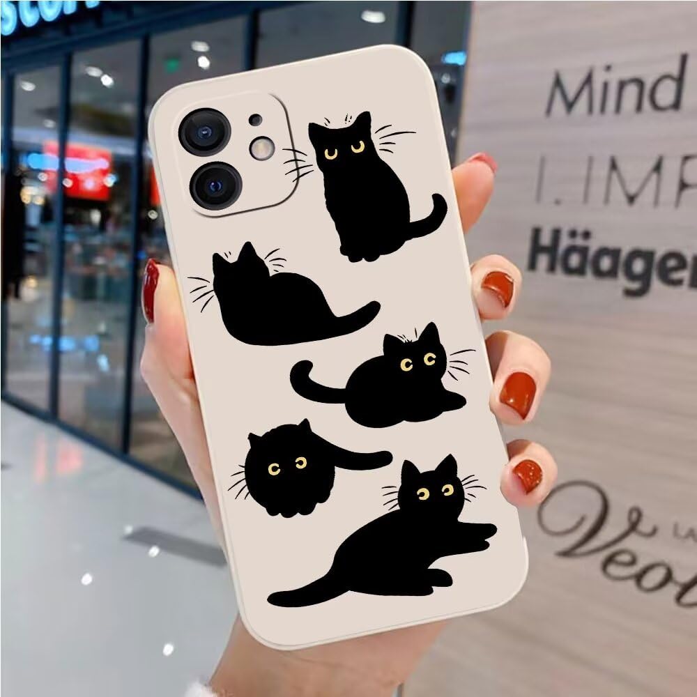 PAIX Creativo Cartone Animato Custodia Morbida in Silicone Compatibile con iPhone 7/8/SE 2020/SE 2022 Cover, [Pattern Gatto] Anti Fall Protettivo Case,Bianco