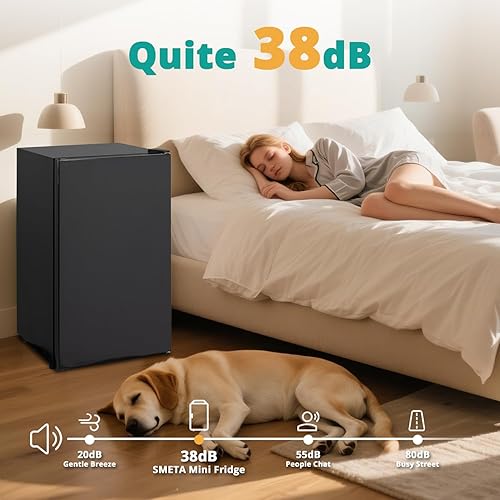 Miniatura 3 de SMETA Mini refrigerador de 3.2 pies cúbicos, refrigerador pequeño de una sola puerta para dormitorio, oficina, dormitorio, apartamento, refrigerador