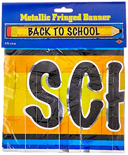 Beistle Metallic Back To School Fringe Banner, 8 by 5-Feet