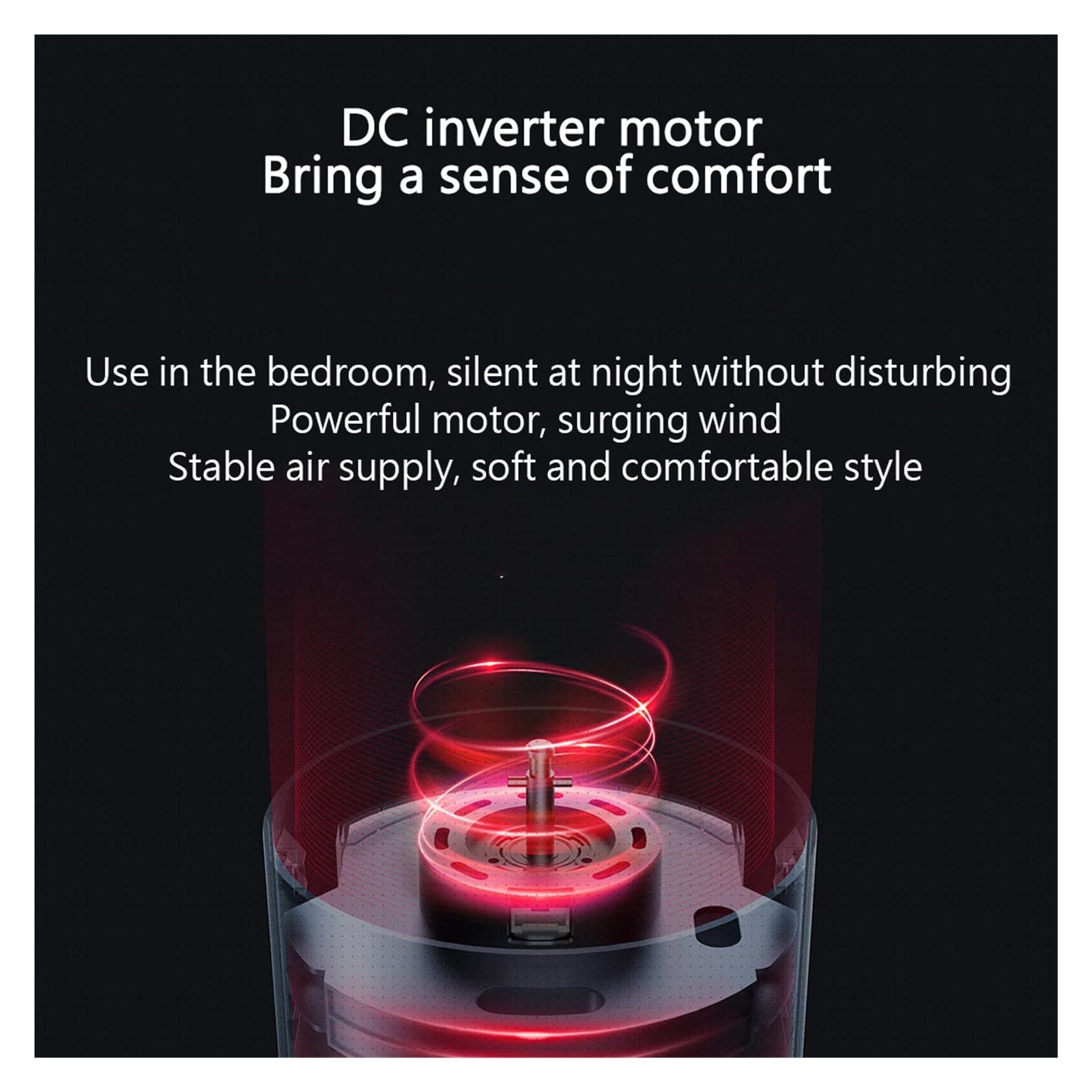 Ventilatore A Torre Smart DC Inverter 50 Gradi Tridimensionale Grandangolare Morbido Design Sottile E A Risparmio Energetico Raffreddamento Potente